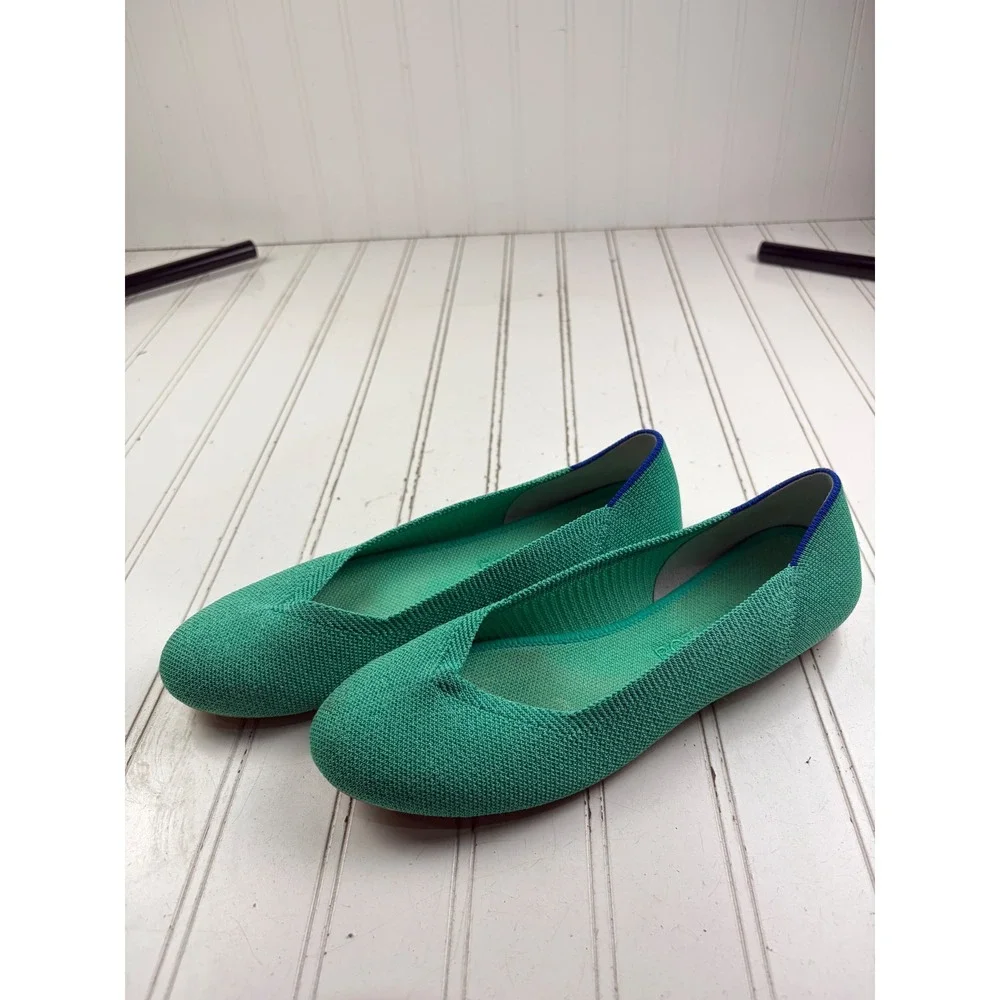 Rothys The Point Mojito Metallic Pointed Toe Knit Flats Women's Size 8.5